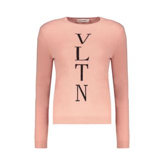Valentino WomenS Pink Wool Crewneck Sweater, Size 40