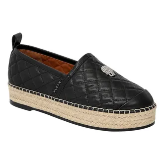 Philipp Plein Schoenen, Dames, Zwart, 36 EU, Leer, Espadrilles Matelass&eacute; Skull