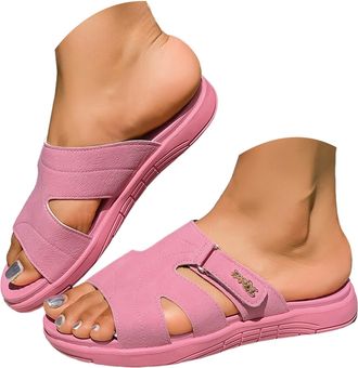 Generic Womens Orthotic Arch Support Flip Flop Sandals for Women Summer Dressy 2026 Wide Width Non-Slip Low Wedge Heel Strappy Slip on Walking Sandals Slides 