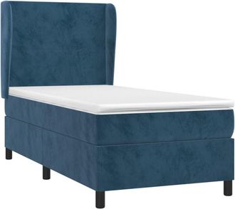 vidaXL Cama Box Spring Con Colch&oacute;n Terciopelo Azul Oscuro 90x200 Cm Vidaxl