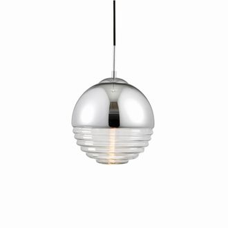 Endon Lighting Paloma - 1 Light Globe - L&aacute;mpara Colgante De Techo De Vidrio Acanalado Transparente, Cromado, E14
