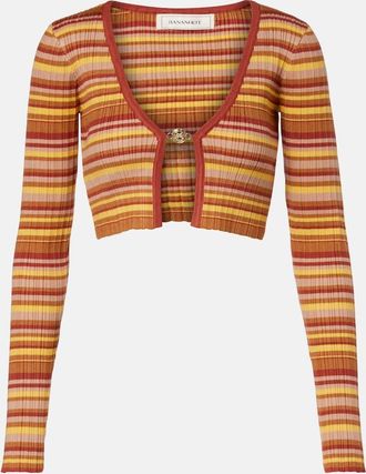 Bananhot Ann ribbed-knit striped cropped cardigan