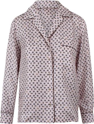 Max Mara Shis bedrukt zijden semi-getailleerd overhemd - Dames - Overhemden - Roze - M - Leer - Overhemden