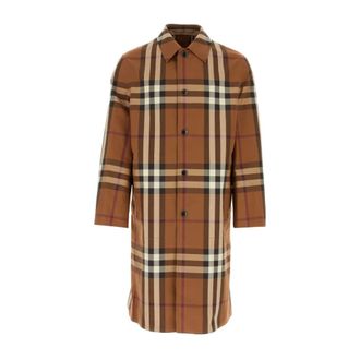 Burberry Single-Breasted Coats, male, Multicolor, Size: L Embroidered Cotton Eversible Overcoat