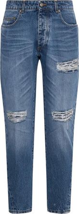 John Richmond Mick Distressed Jeans - Heren - Slim Fit Jeans - Blauw - W40 - Katoen - Jeans