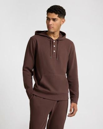 Onia Heavyweight Cotton Waffle Hoodie in Java at Nordstrom, Size X-Large