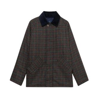 Brooks Brothers Pied de Poule Car Jacket - Dames - Zomerjassen - Blauw - M - Wol - Jassen