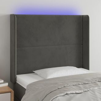 vidaXL Cabecero Con Led De Terciopelo Gris Oscuro 93x16x118/128 Cm Vidaxl