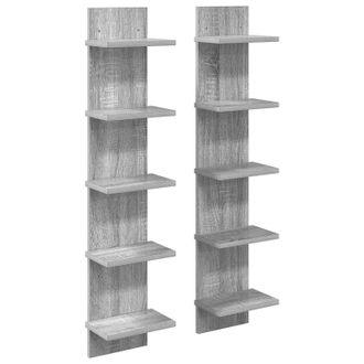 vidaXL Estante De Pared 2 Uds. Sonoma Gris 22 X 15 X 100 Cm Vidaxl