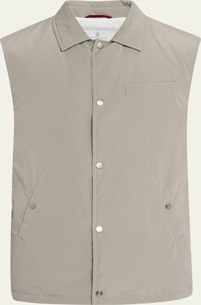 Brunello Cucinelli Mens Water Resistant Snap-Front Vest