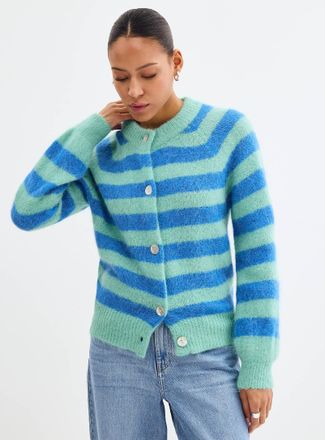 FRNCH Womens Candy stripes alpaca wool Cardigan Sweater
