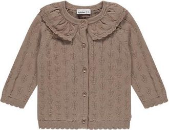 Babyface Heart Pointelle Collar Cardigan in Sepia at Nordstrom, Size 12M