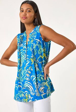 Roman Abstract Print V-Neck Vest