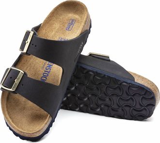 Birkenstock Womens Arizona Soft Foot Bed Nubuck Sandal In Midnight
