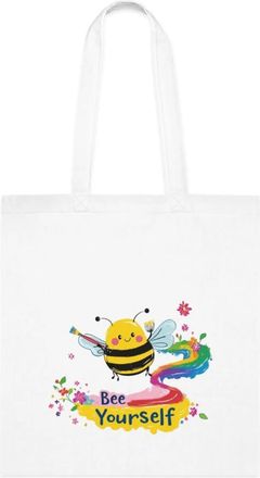 Generic Bee Yourself tote bag Tote Bag, White, 38 cm x 40 cm, Long Handle