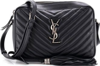 Saint Laurent Black Matelasse Chevron Leather Lou Camera Bag Small (Authentic Pre-Loved)