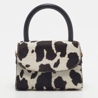 by FAR Black/white Calf Hair And Leather Top Handle Bag