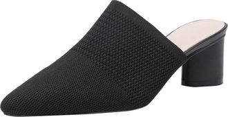 Generic Comfort Fit Sandals Women Knitted, Chunky Block Heels Sandals, Fashion Pointed Toe Smart Slides, Mesh Breathable Summer Sliders, Casual Lightweight Be