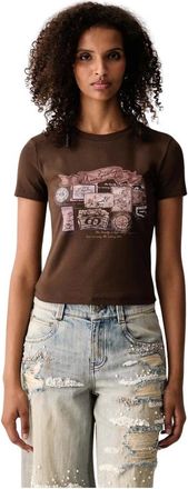 Miss Sixty Cropped T-shirt - Dames - Tops - Bruin - Maat: S Katoen
