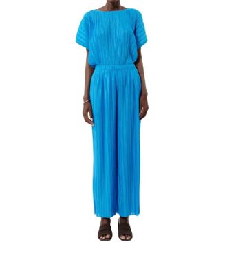 FRNCH Prissie Pleated Pant Set In Azure