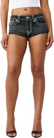 True Religion Spicy Flap Raw Hem Denim Shorts in Ink Hollow at Nordstrom, Size 25
