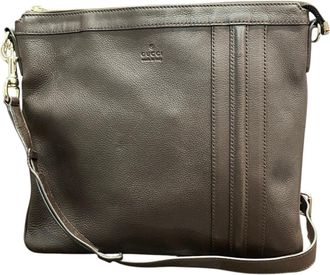 Gucci Brown Leather Messenger Bag Shoulder Bag (Pre-Owned)
