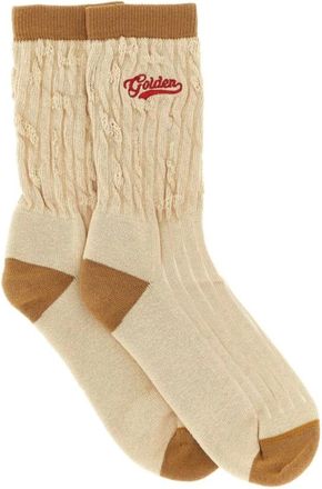 Golden Goose Geribbelde Sokken - Dames - Ondergoed - Beige - Maat: M Katoen