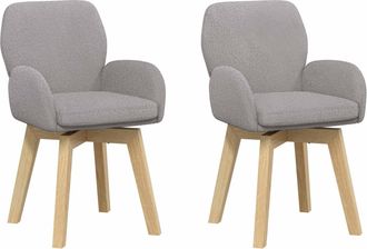vidaXL Sillas De Comedor Giratorias 2 Uds. Boucl&eacute; Gris Claro Vidaxl