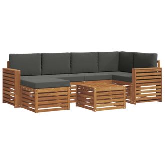 vidaXL Conjunto De Sof&aacute; Seccional Con Coj&iacute;n 7 Pcs Natural Y Antracita Vidaxl