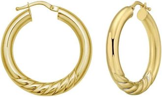 Tresorra 14K Yellow Gold Twisted Large Hoop Earrings