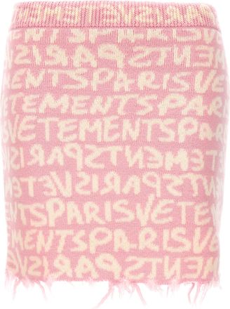 VETEMENTS Womens Graffiti Monogram Skirt