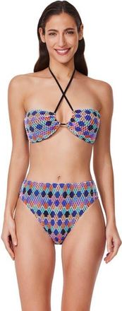 Gottex Retro Riviera Bandeau Halter Netted Crochet Bikini Top in Multi at Nordstrom, Size 14