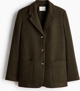H&M Wool-blend Blazer in Dark Khaki Green at Nordstrom, Size Xx-Large