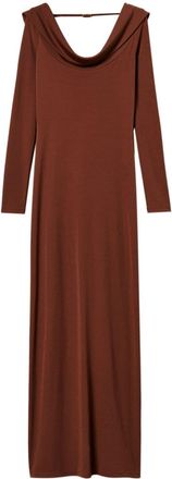 Twin-Set draped maxi dress - women - Polyester/Elastane - 50 - Brown