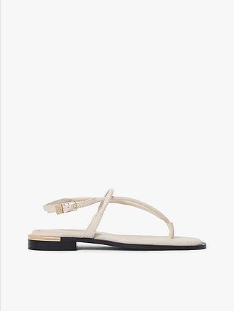 Tommy Hilfiger Leather TH Monogram Gold-Tone Heel Sandals