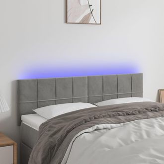vidaXL Cabecero Con Led De Terciopelo Gris Claro 144x5x78/88 Cm Vidaxl