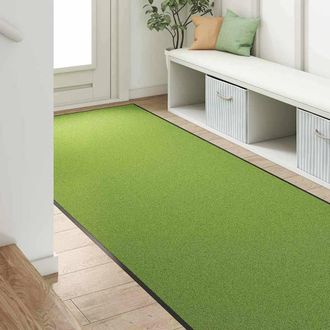 Berkfield Home Modern Doormat Green, Black Polyamide 300 x 120 x 0.9 cm Door Mats in Green | Size: Medium