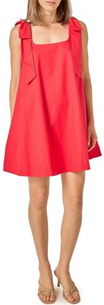 English Factory Bow Shoulder Sleeveless Cotton Minidress in Red at Nordstrom, Size X-Small