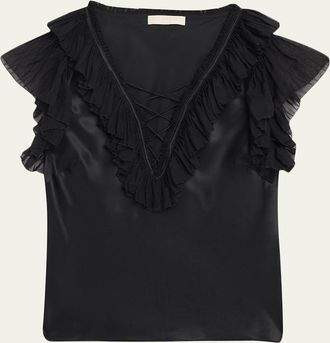 Ulla Johnson Ilyana Silk Ruffle Blouse