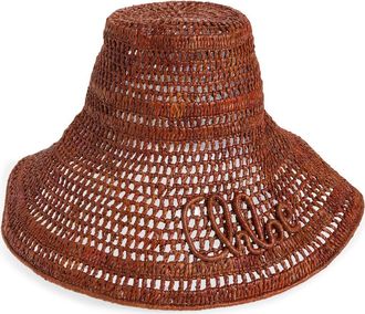 Chlo&eacute; Raffia Capeline Hat in Clay Brown at Nordstrom, Size Medium