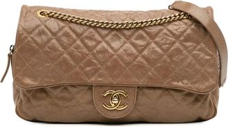 Chanel Borsa a tracolla Shiva grande in pelle Caviar trapuntata 2012 - Marrone