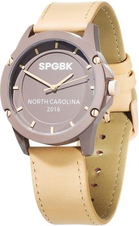 Springbreak Watches Iced Mocha Leather Strap Watch, 44mm in Subtle Taupe at Nordstrom