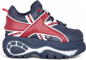 Buffalo Buffalo Womens Blue Red Chunky Platform Fashion Trainers - 1339-14