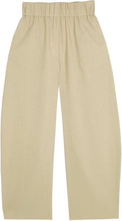 Cortana Rocco- linnen en zuivere wollen broek zand- - Dames - Broeken - Beige - S - Wol - Broeken