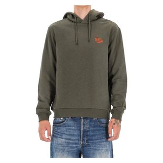 A.P.C. Hoodies, male, Green, Size: XL Green Sweater Rue Madame Paris Embroidered