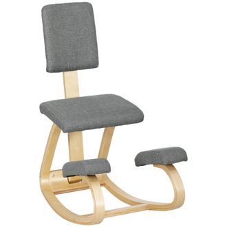 OEM Silla Ergon&oacute;mica De Rodillas Con Respaldo Cojines Acolchados Marco De Madera Para Una Mejor Postura Oficina Gris