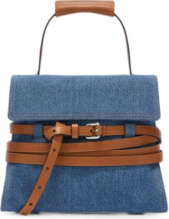 Moschino Blue Denim Leather Strap Handbag
