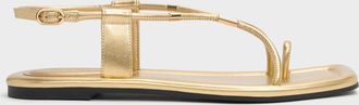 Charles & Keith Metallic-Accent Toe-Ring Sandals