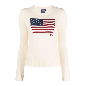 Polo Ralph Lauren Truien & Vesten, Dames, Wit, S, Katoen, American Flag Gebreide Trui