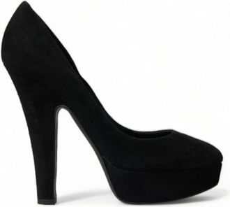 Dolce & Gabbana Zwarte Su&egrave;de Plateauhakken - Dames - Pumps - Zwart - 40 EU - Su&egrave;de - Schoenen